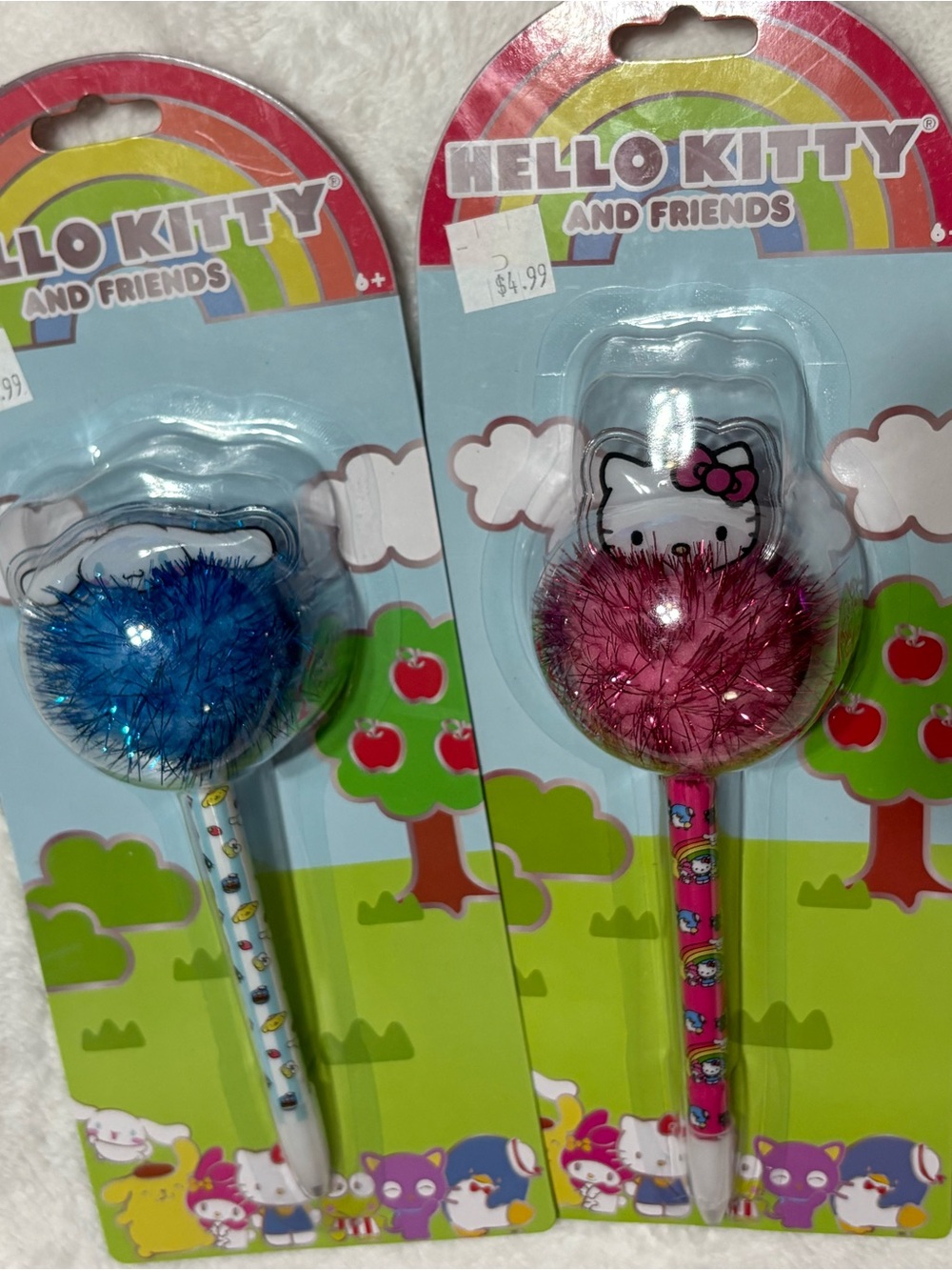 Hello Kitty Pink & Blue Tinsel Pom-Pom Character Pen Set